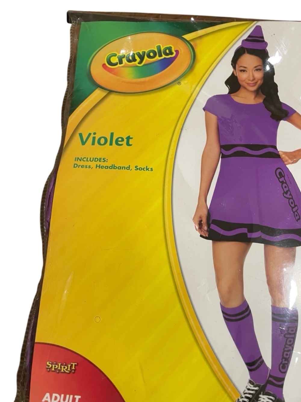 Crayola Violet Dress Costume with Headband and Socks adult small 4-6 - Picture 2 of 8